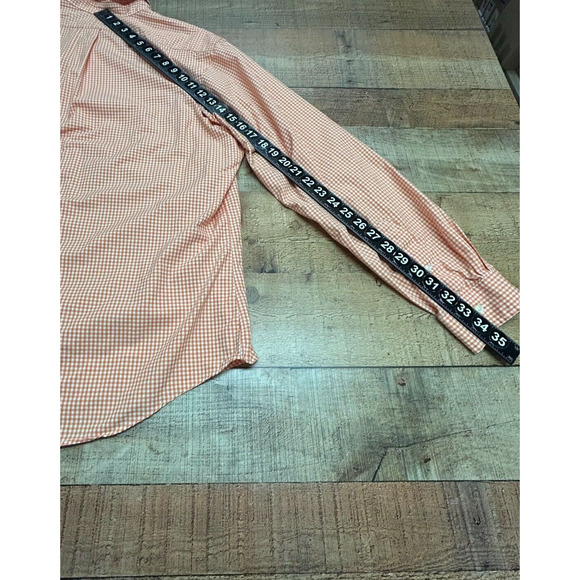 Ralph Lauren Shirt Mens XL Orange Gingham Plaid Custom Fit Long Sleeve - Picture 4 of 8
